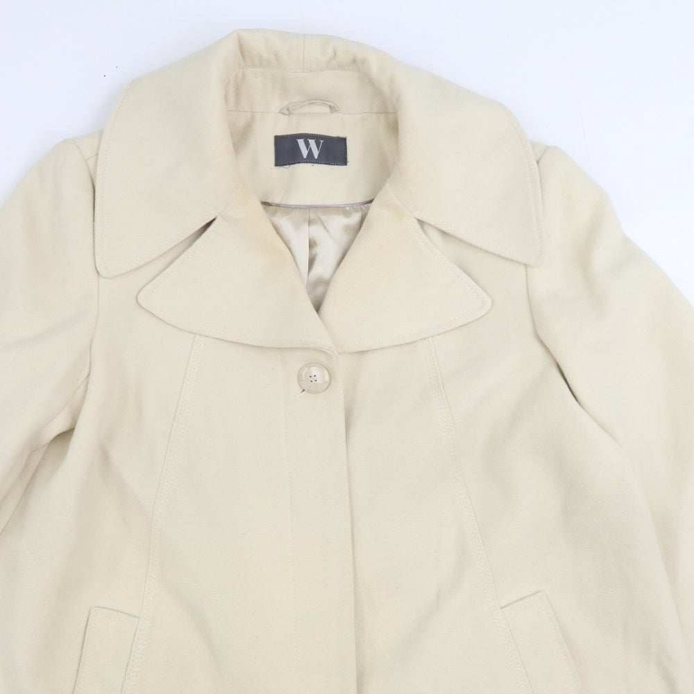 BHS Womens Beige Pea Coat Coat Size 16 Button