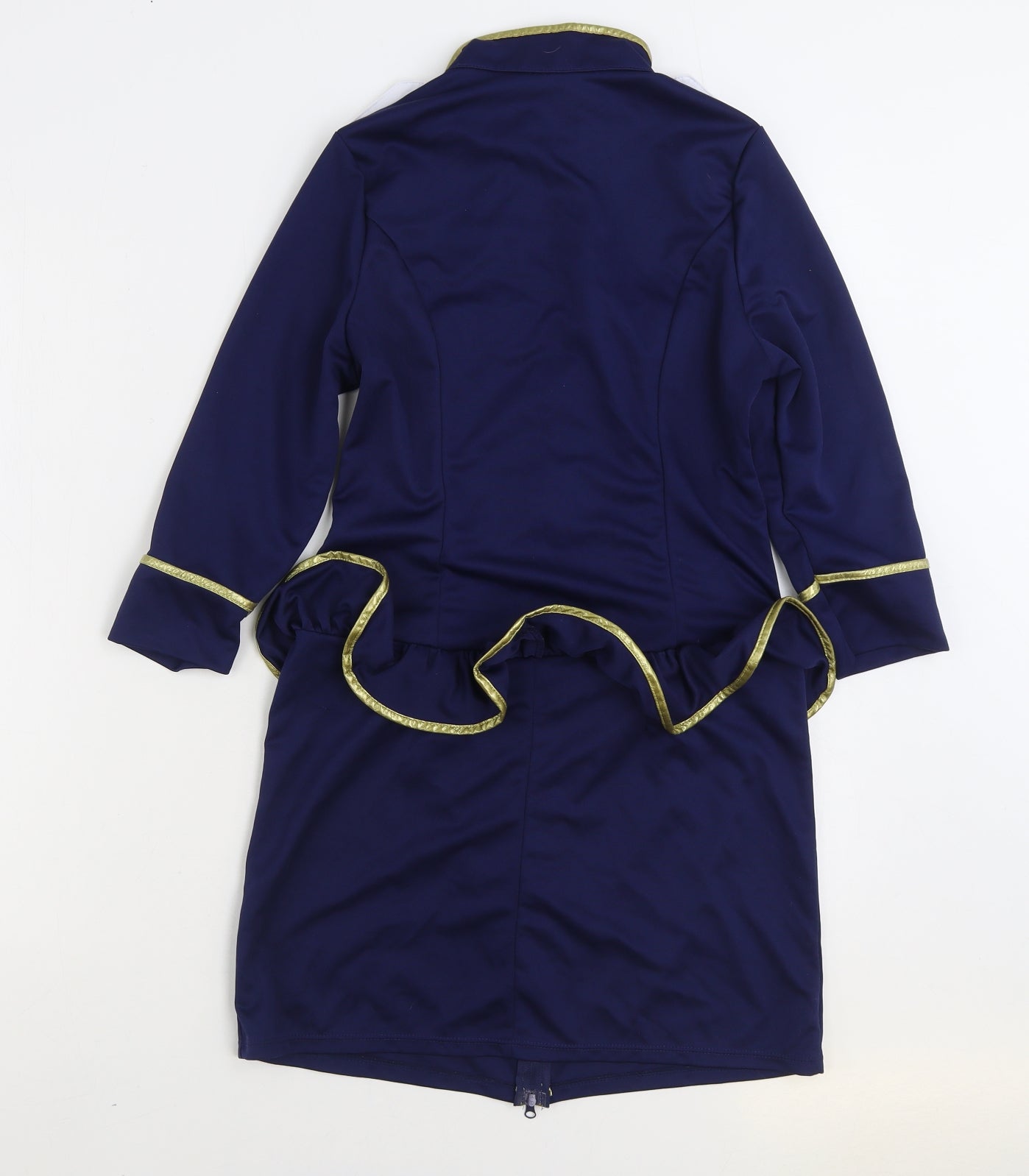 Ann Summers Womens Blue Polyester Mini Size 12 Collared Zip - Air Hostess Costume
