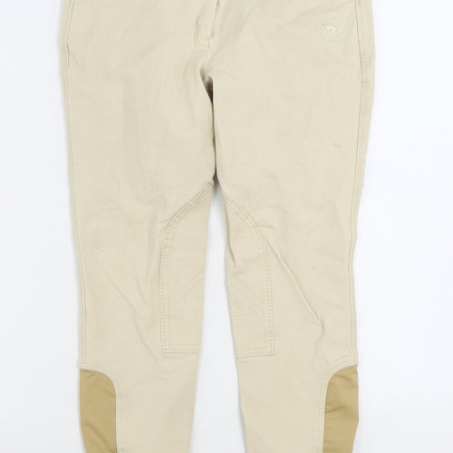 W Womens Beige Cotton Trousers Size 30 in L24 in Regular Zip - Equestrian jodhpurs