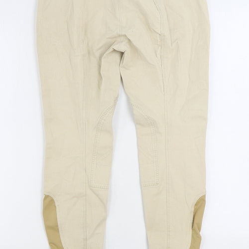 W Womens Beige Cotton Trousers Size 30 in L24 in Regular Zip - Equestrian jodhpurs