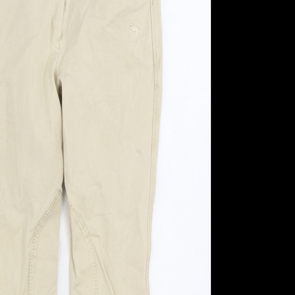 W Womens Beige Cotton Trousers Size 30 in L24 in Regular Zip - Equestrian jodhpurs