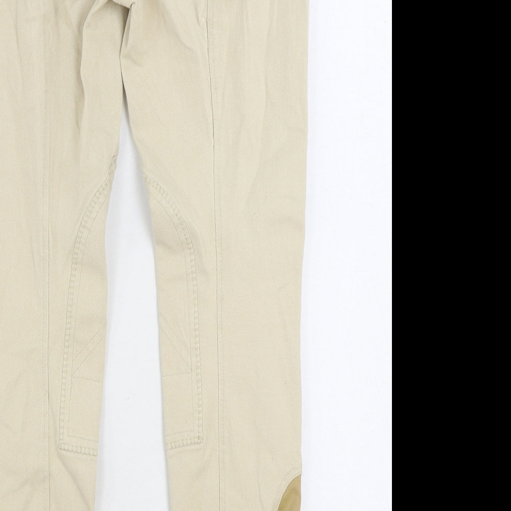 W Womens Beige Cotton Trousers Size 30 in L24 in Regular Zip - Equestrian jodhpurs
