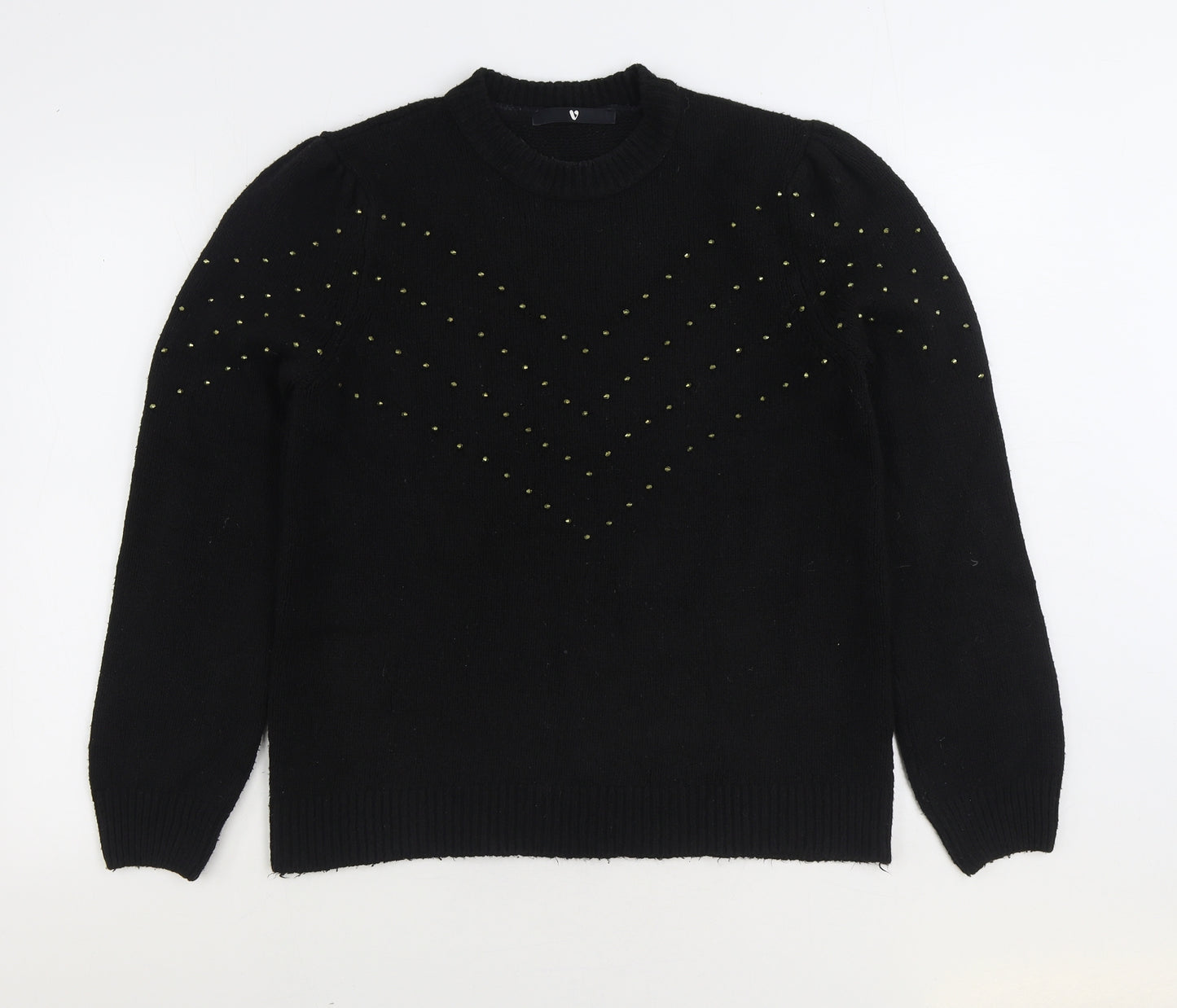 V by Very Womens Black Round Neck Acrylic Pullover Jumper Size 12