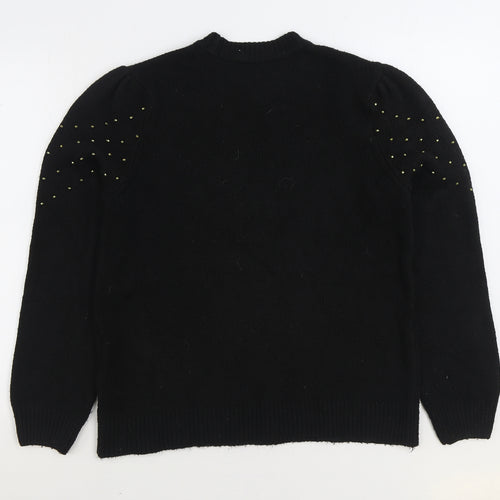 V by Very Womens Black Round Neck Acrylic Pullover Jumper Size 12