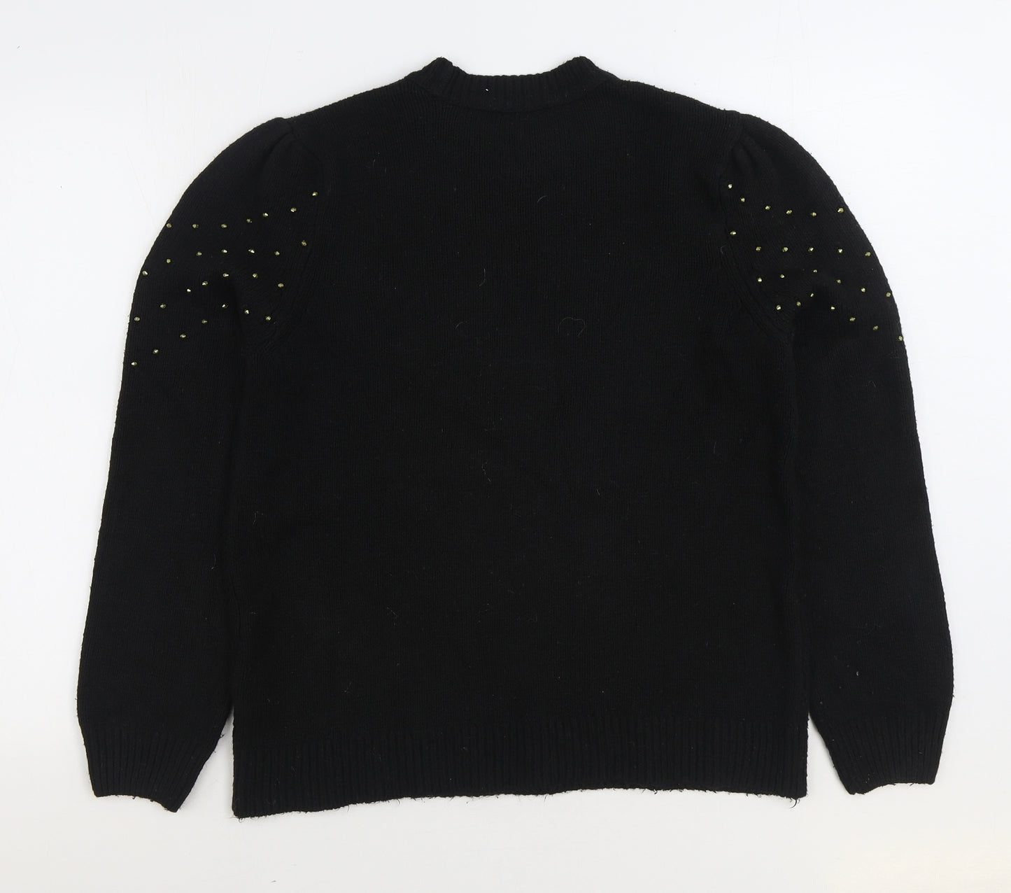 V by Very Womens Black Round Neck Acrylic Pullover Jumper Size 12