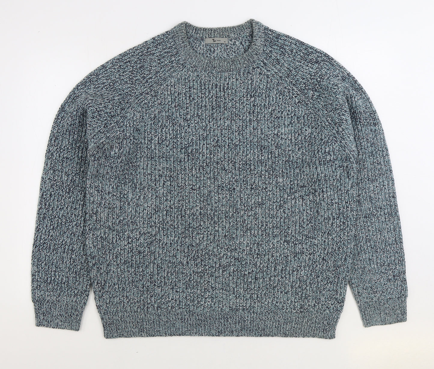 TU Mens Blue Round Neck Acrylic Pullover Jumper Size XL
