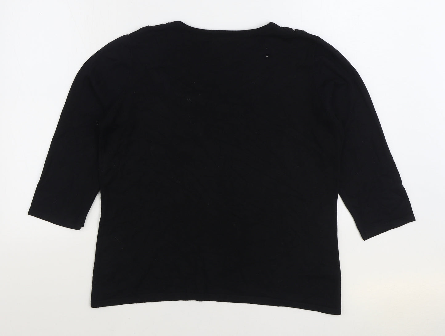 Bonmarché Womens Black Round Neck Viscose Pullover Jumper Size M