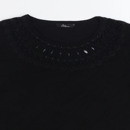 Bonmarché Womens Black Round Neck Viscose Pullover Jumper Size M