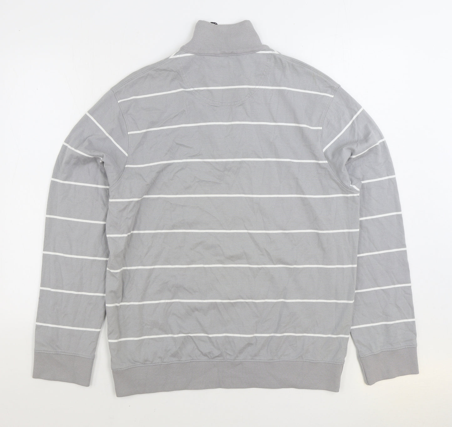 Blue Harbour Mens Grey Striped Cotton Pullover Sweatshirt Size M