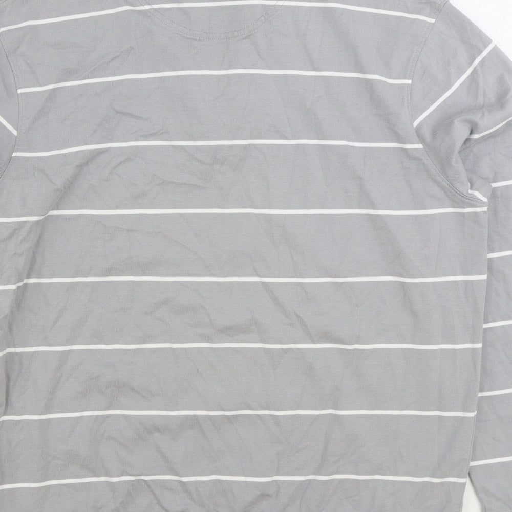 Blue Harbour Mens Grey Striped Cotton Pullover Sweatshirt Size M
