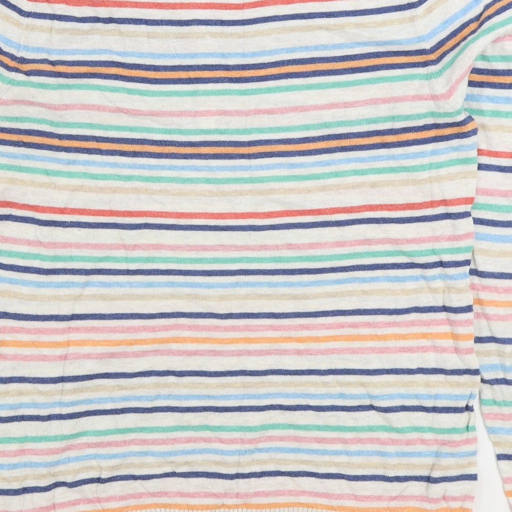 Heyton Womens Multicoloured V-Neck Striped 100% Cotton Pullover Jumper Size 10
