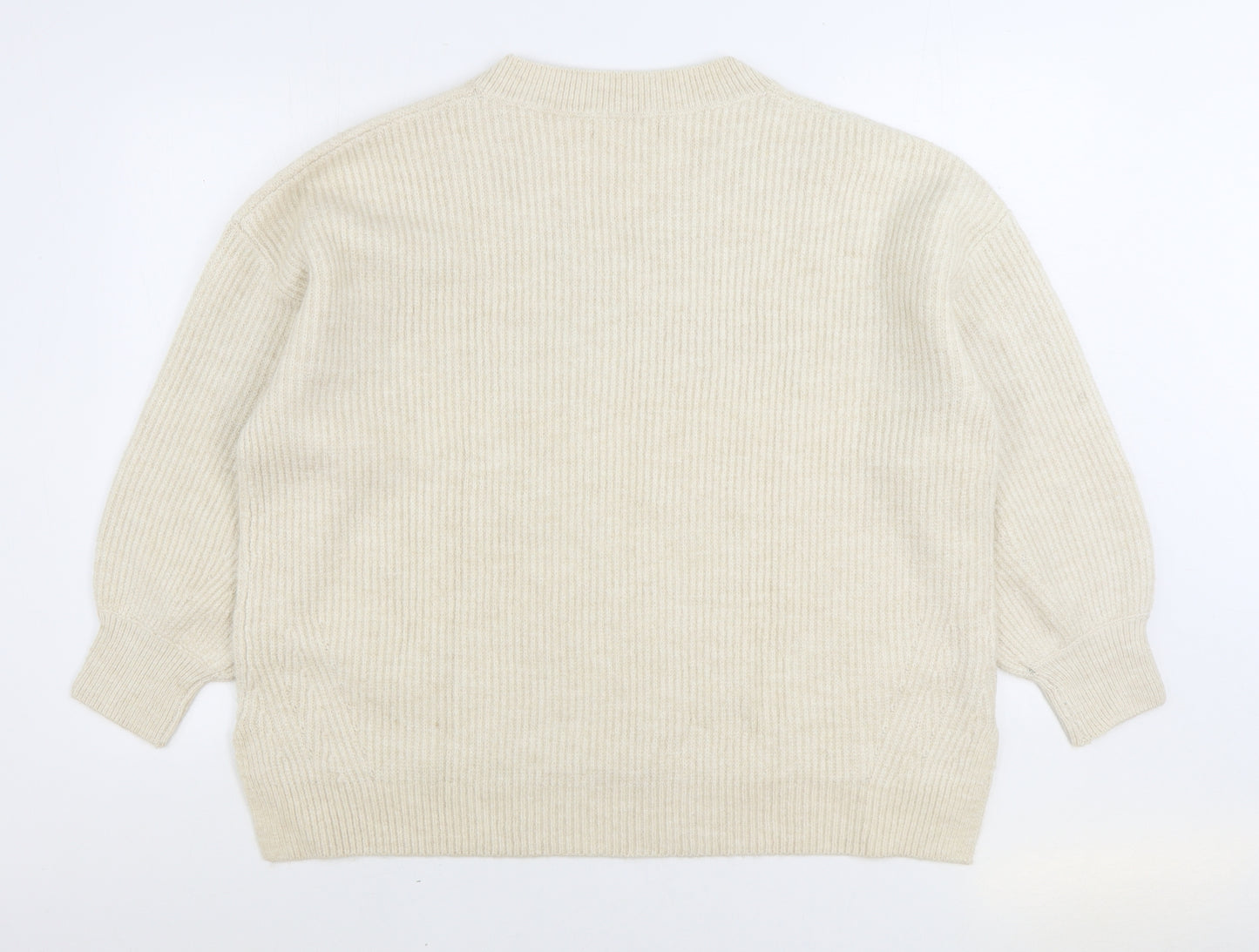 Primark Womens Beige V-Neck Acrylic Pullover Jumper Size L