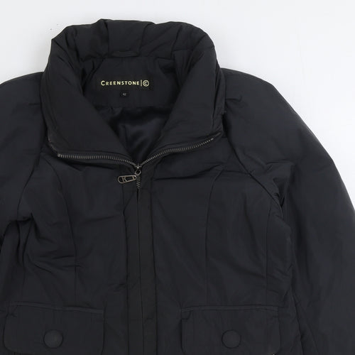 Greenstone Womens Black Rain Coat Coat Size 14 Zip