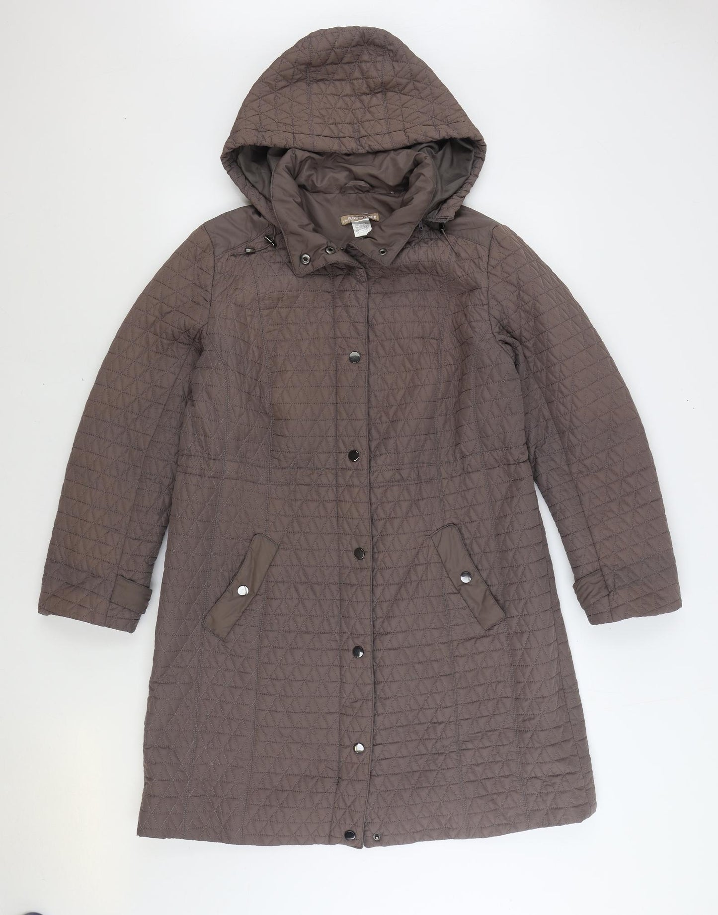 Les Essentiels Womens Brown Quilted Coat Size 16 Zip
