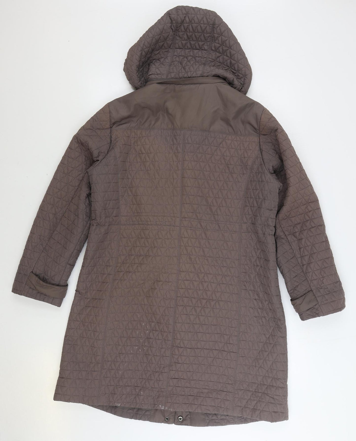 Les Essentiels Womens Brown Quilted Coat Size 16 Zip