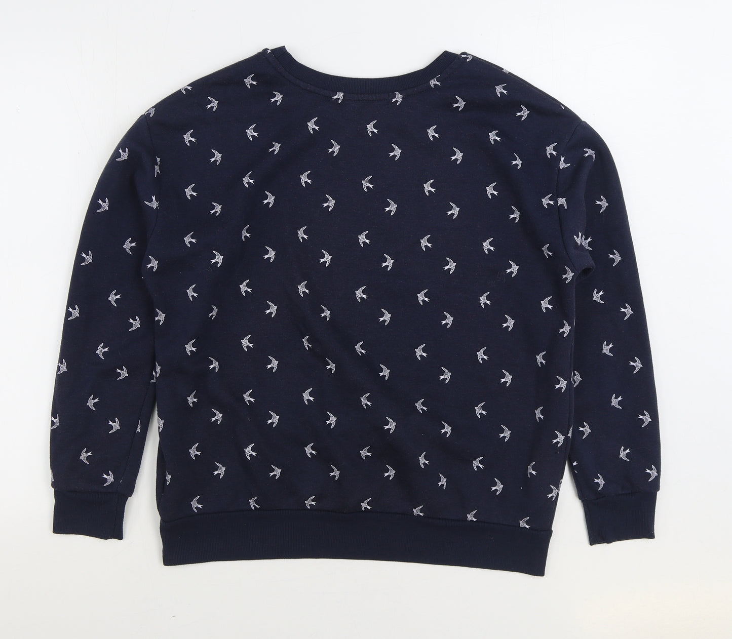Atmosphere Womens Blue Geometric Cotton Pullover Sweatshirt Size 12 Pullover - Bird Pattern