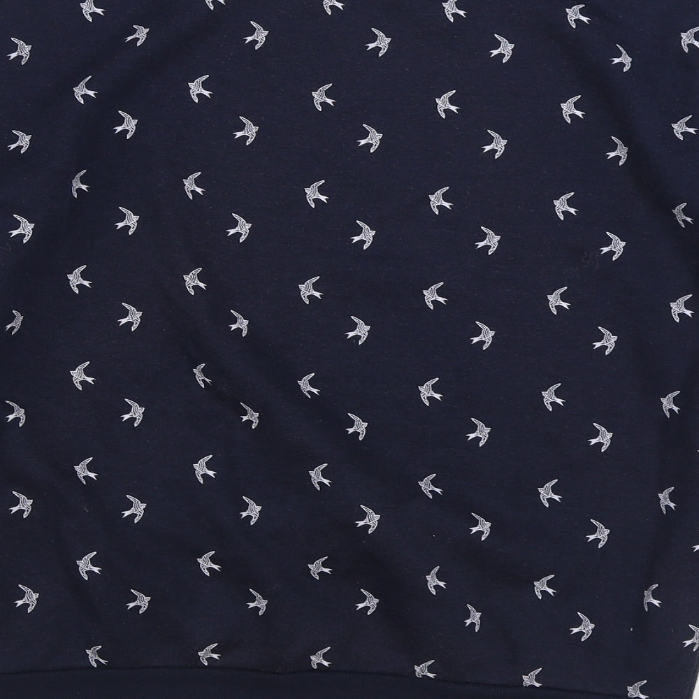 Atmosphere Womens Blue Geometric Cotton Pullover Sweatshirt Size 12 Pullover - Bird Pattern