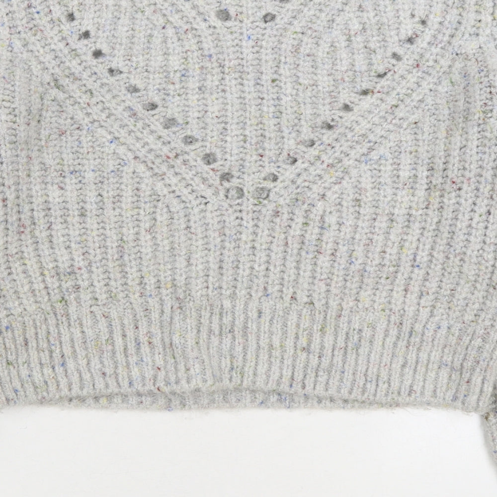 Topshop Womens Multicoloured Round Neck Geometric Acrylic Pullover Jumper Size S