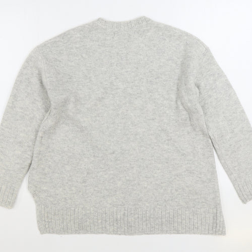 Marks and Spencer Womens Grey Round Neck Acrylic Pullover Jumper Size M