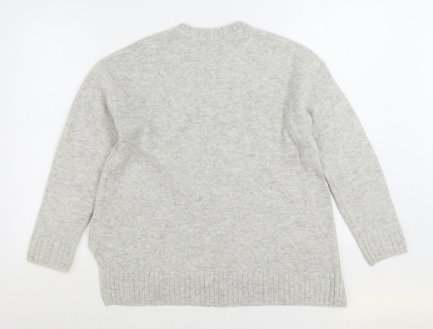 Marks and Spencer Womens Grey Round Neck Acrylic Pullover Jumper Size M