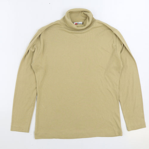 Poppy Womens Beige Roll Neck Cotton Pullover Jumper Size 14
