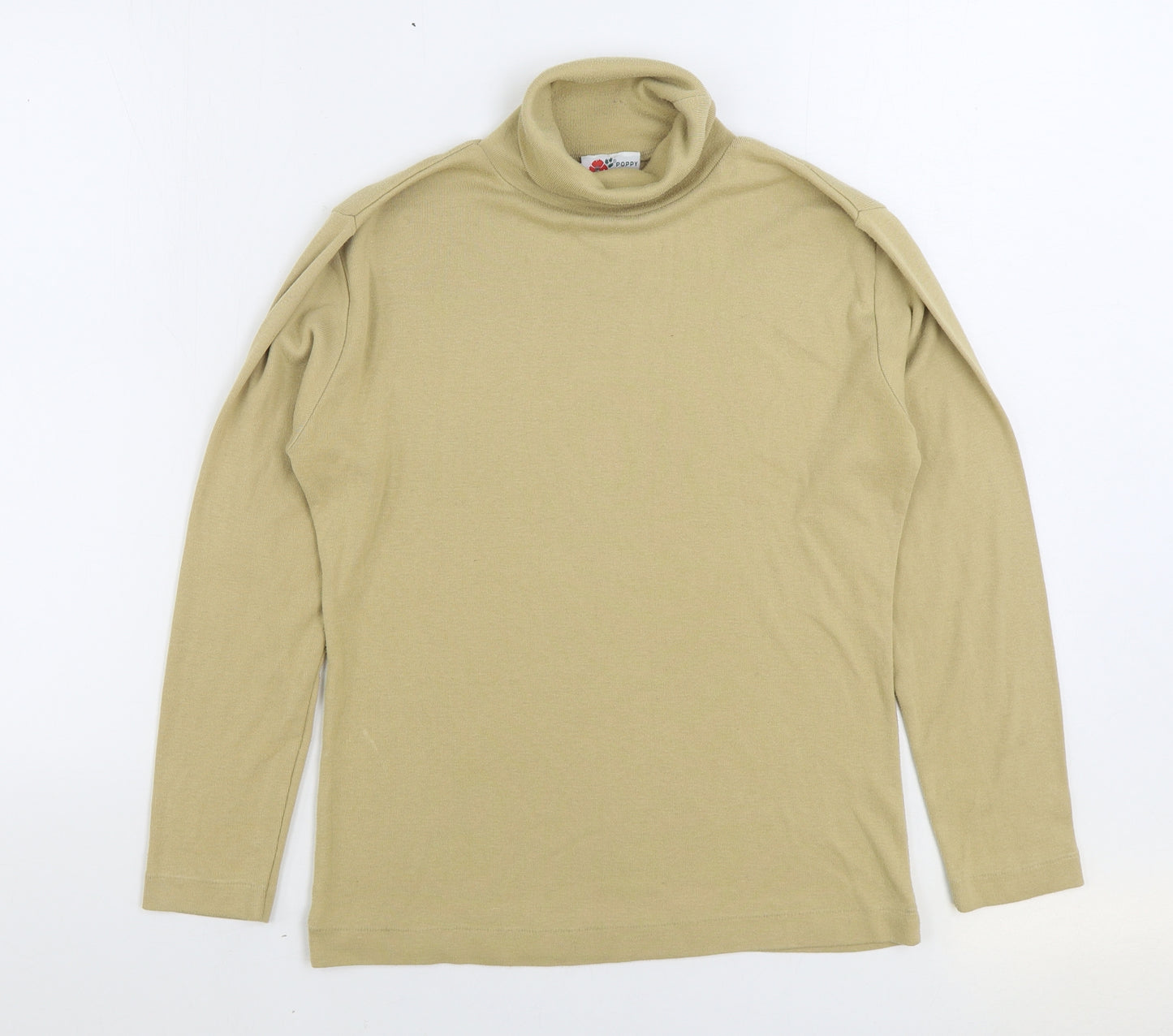 Poppy Womens Beige Roll Neck Cotton Pullover Jumper Size 14