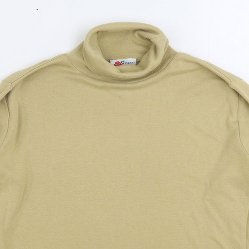 Poppy Womens Beige Roll Neck Cotton Pullover Jumper Size 14