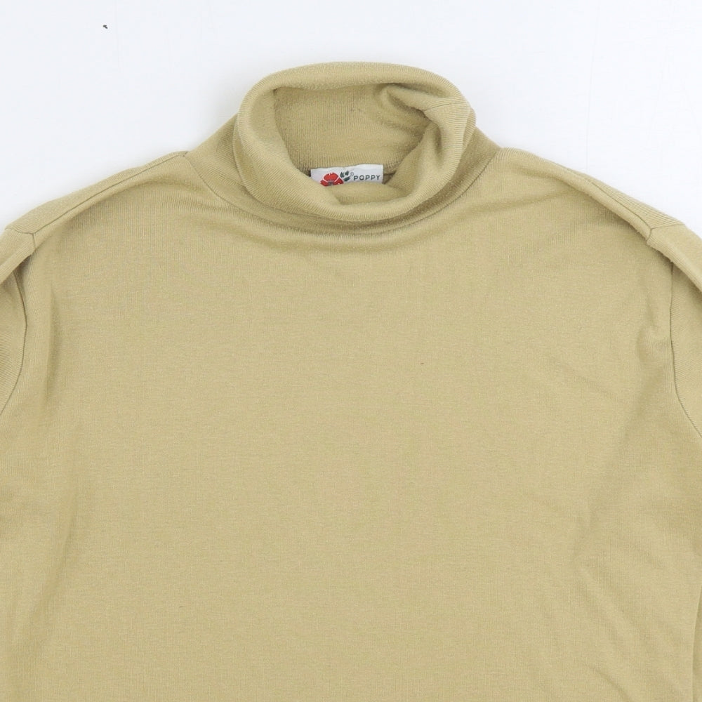 Poppy Womens Beige Roll Neck Cotton Pullover Jumper Size 14