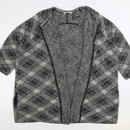 George Womens Grey V-Neck Plaid Acrylic Cardigan Jumper Size L