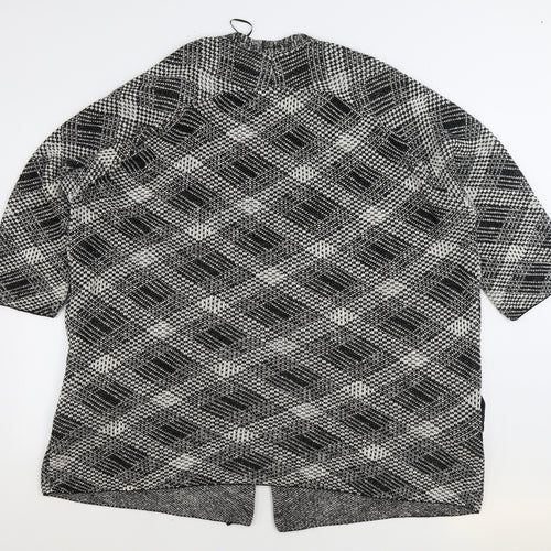 George Womens Grey V-Neck Plaid Acrylic Cardigan Jumper Size L