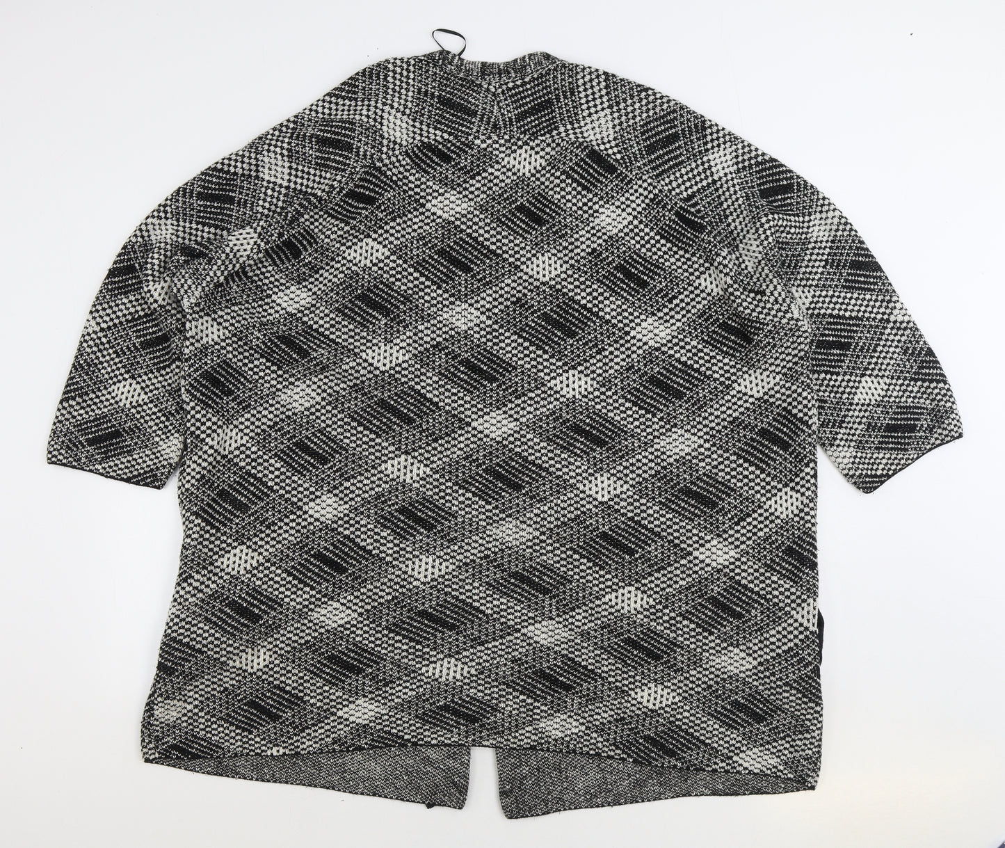 George Womens Grey V-Neck Plaid Acrylic Cardigan Jumper Size L
