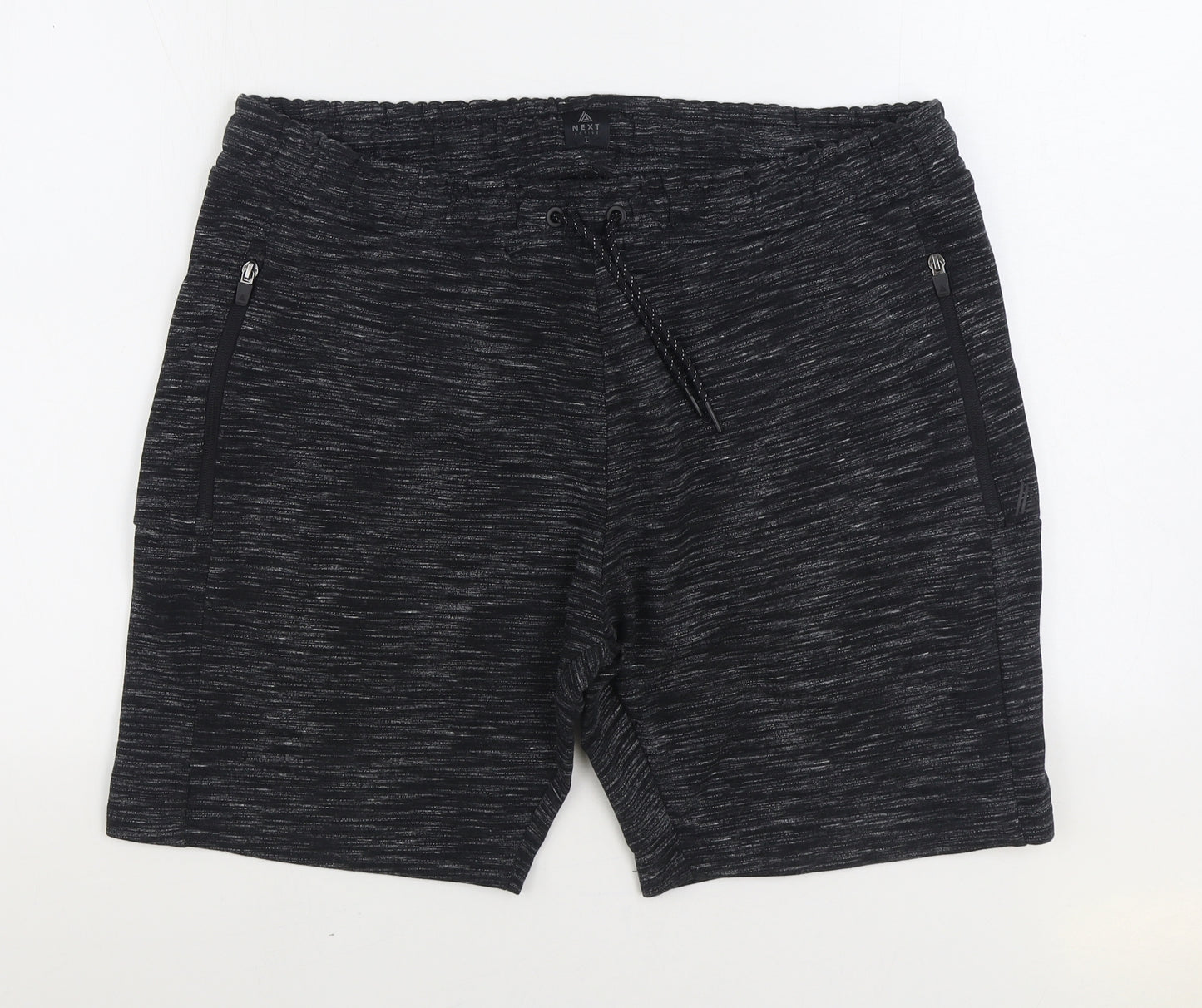 NEXT Mens Black Cotton Sweat Shorts Size L Regular Drawstring