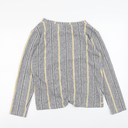 F&F Womens Grey Round Neck Striped Polyester Pullover Jumper Size 12