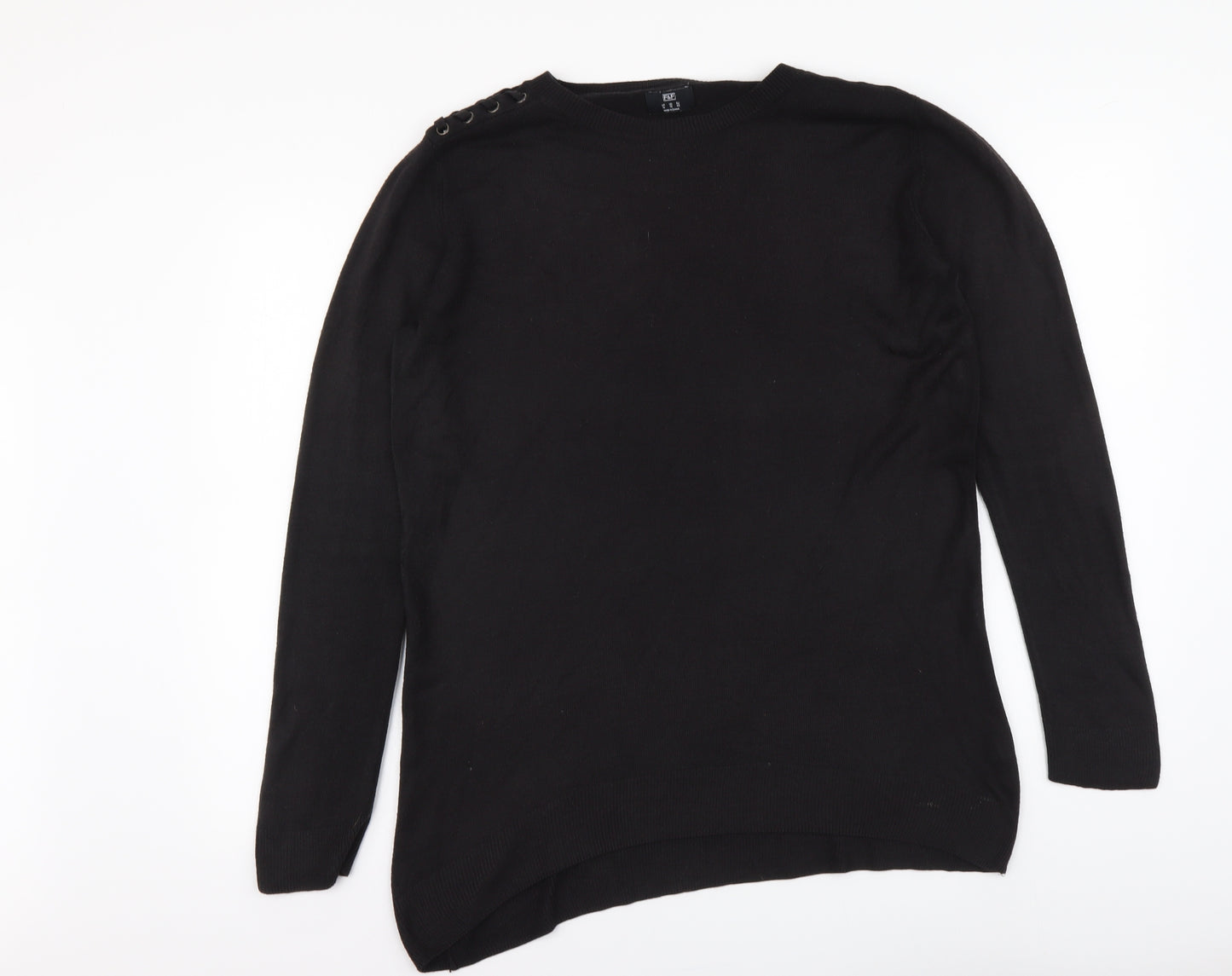 F&F Womens Black Round Neck Acrylic Pullover Jumper Size 14