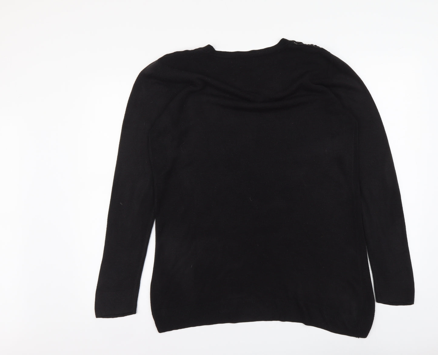 F&F Womens Black Round Neck Acrylic Pullover Jumper Size 14