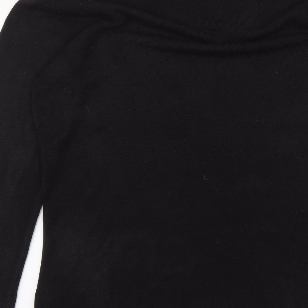 F&F Womens Black Round Neck Acrylic Pullover Jumper Size 14