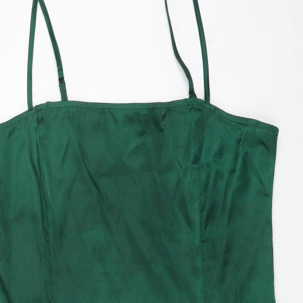 PRETTYLITTLETHING Womens Green Polyester Camisole Tank Size 14 Square Neck