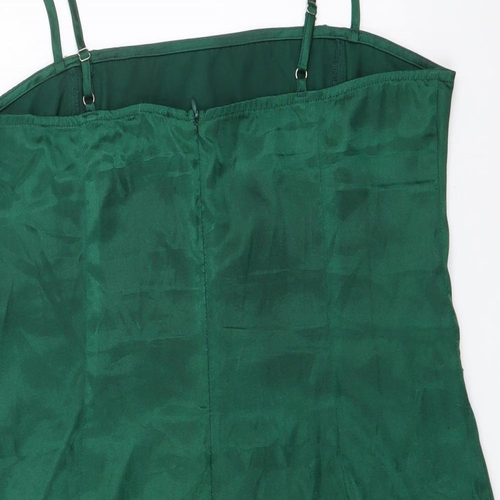 PRETTYLITTLETHING Womens Green Polyester Camisole Tank Size 14 Square Neck