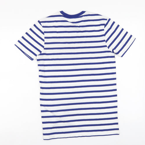 By Very Womens Blue Striped Cotton Basic T-Shirt Size XS Round Neck