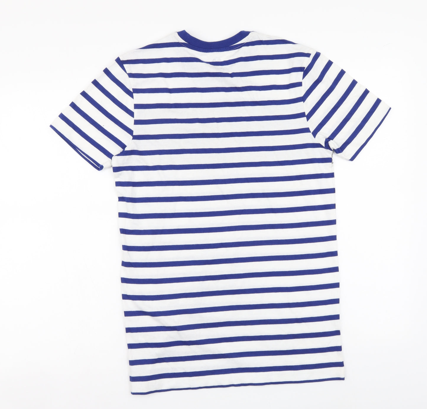 By Very Womens Blue Striped Cotton Basic T-Shirt Size XS Round Neck