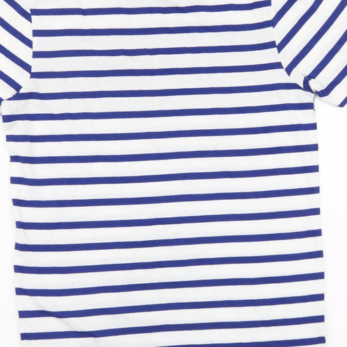 By Very Womens Blue Striped Cotton Basic T-Shirt Size XS Round Neck