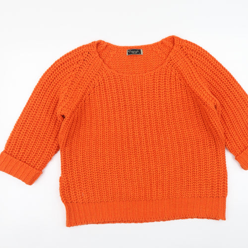 Originals Womens Orange Round Neck Acrylic Pullover Jumper Size L