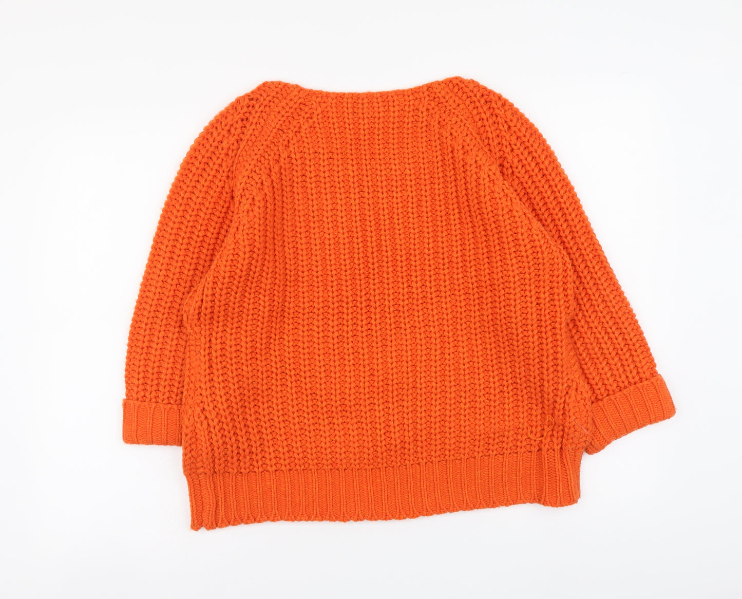 Originals Womens Orange Round Neck Acrylic Pullover Jumper Size L