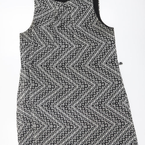 Atmosphere Womens Black Geometric Polyester A-Line Size 14 Round Neck Pullover
