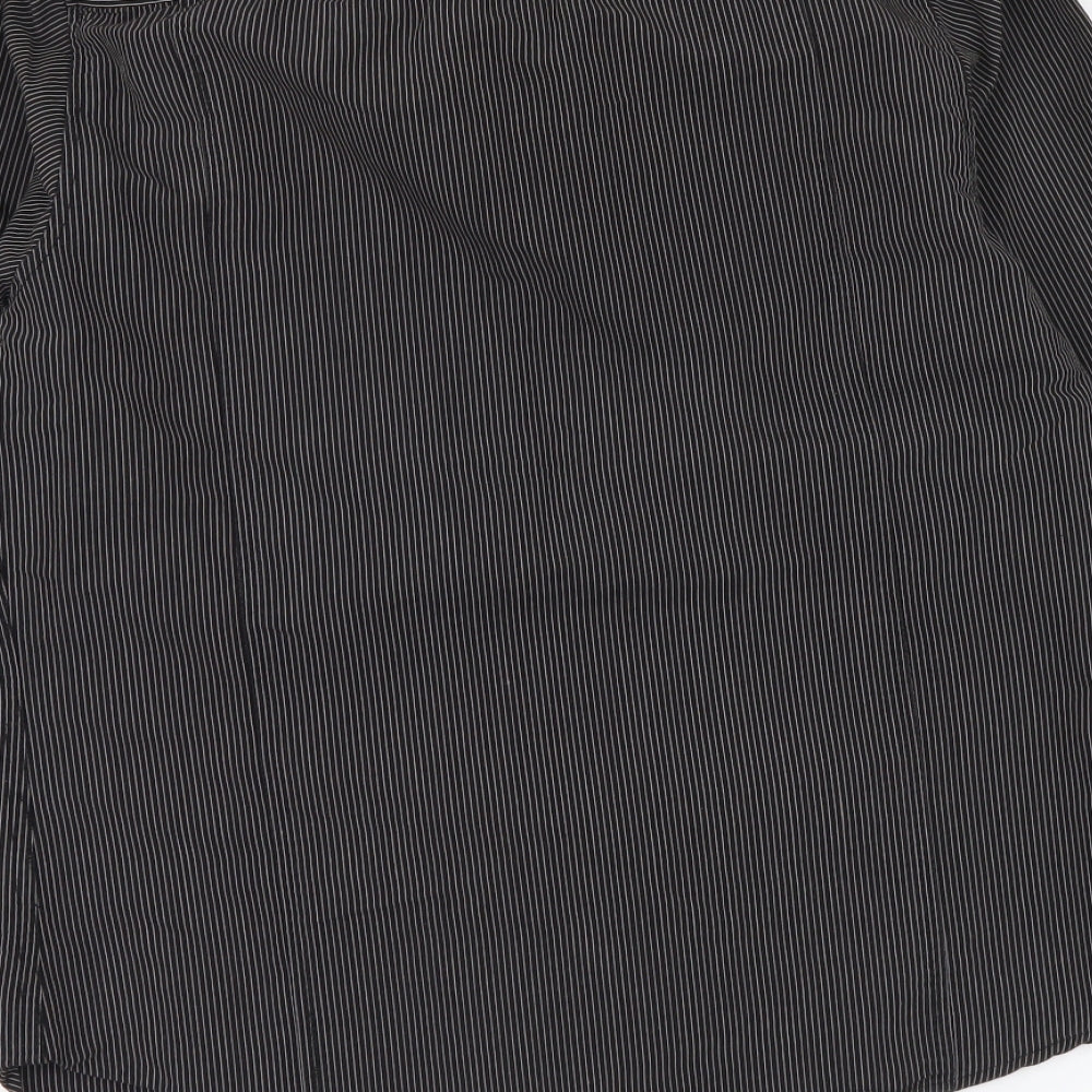 Cedar Wood State Mens Black Striped Cotton Button-Up Size S Collared Button