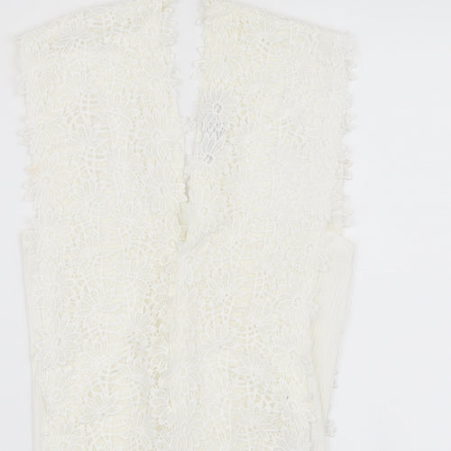 Cameo Rose Womens White Polyester Bodysuit One-Piece Size 8 Snap