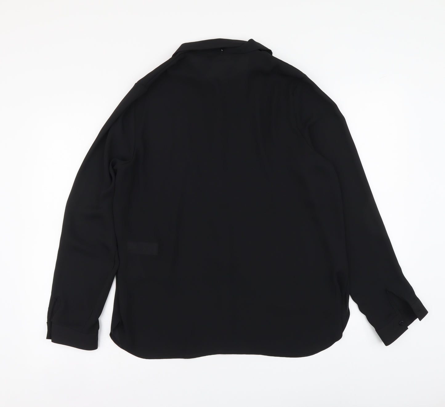 Primark Womens Black Polyester Basic Button-Up Size 14 Collared