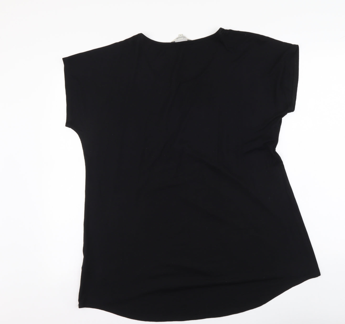 Peacocks Womens Black Polyester Basic T-Shirt Size 16 Round Neck