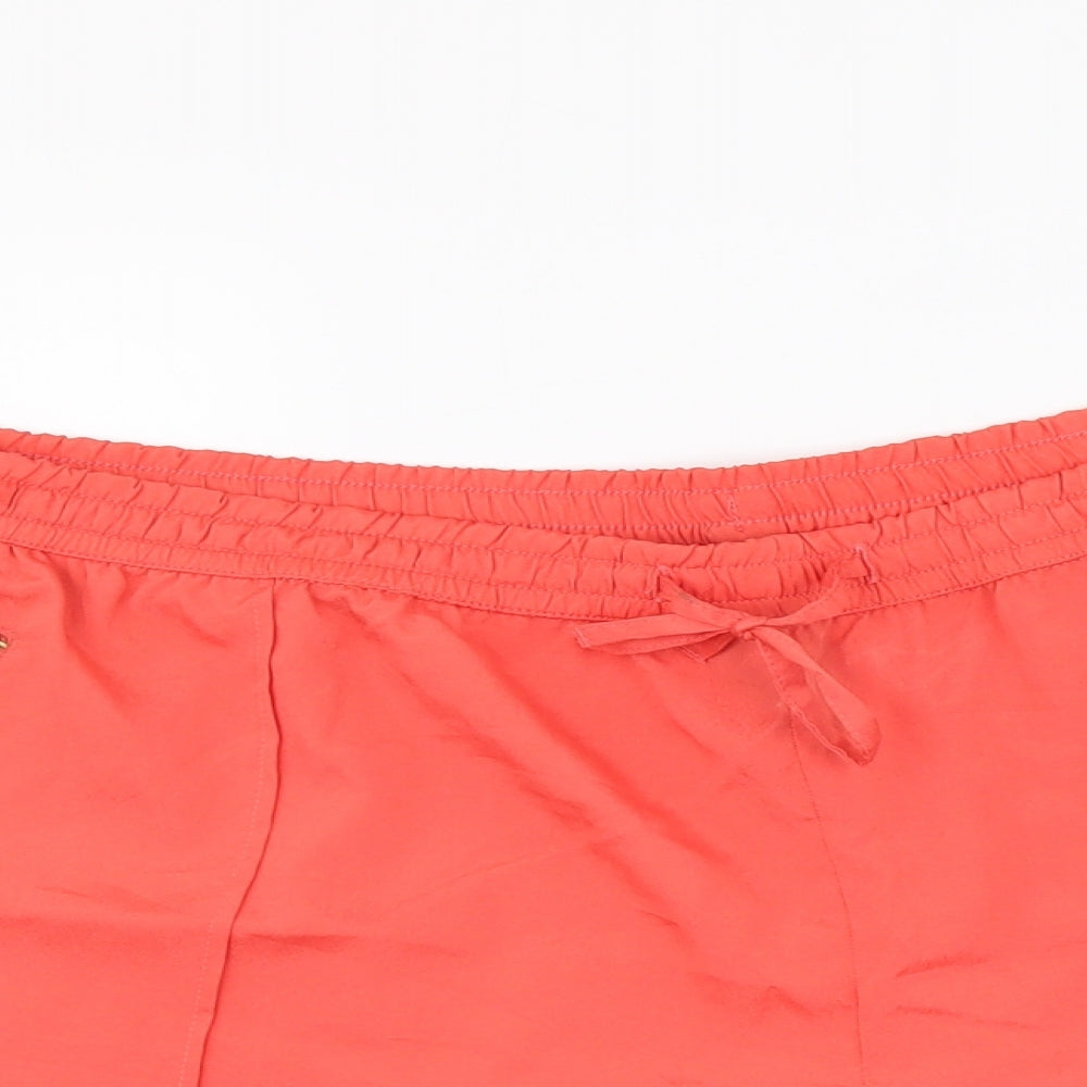 Denim & Co. Womens Orange Polyester Hot Pants Shorts Size 16 L3 in Regular Drawstring