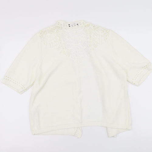 Soon Womens Ivory V-Neck Cotton Cardigan Jumper Size 16